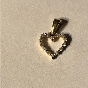 14k Gold Heart Pendant with Diamonds